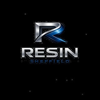 Resin Sheffield logo featuring a stylized R with blue accent and metallic lettering on black background